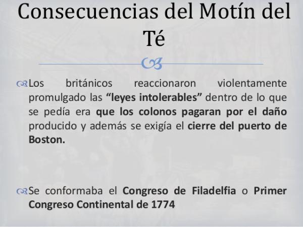 Motín del té: resumen corto - Consecuencias del motín del té 