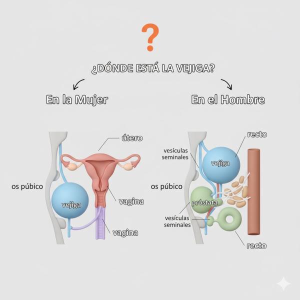 Función de la vejiga urinaria - Dónde está la vejiga en la mujer y en el hombre