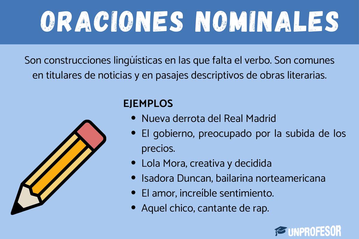Oraciones nominales: ejemplos