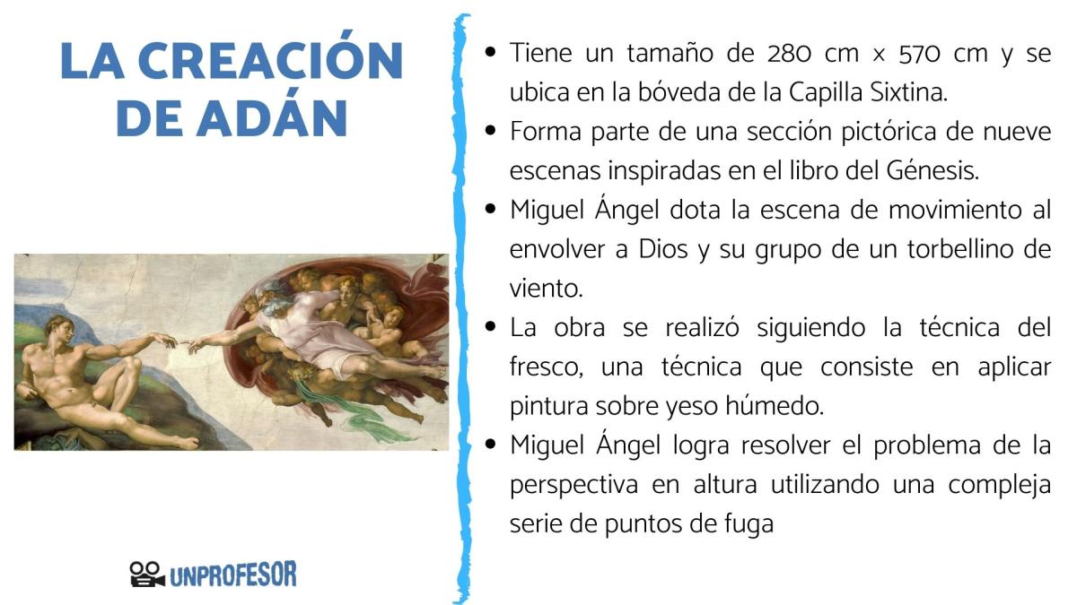 La creación de Adán de Miguel Ángel - comentario y descripción