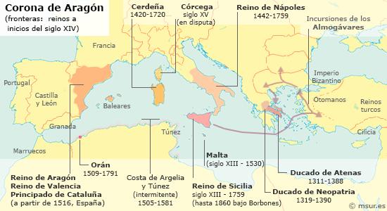 La Corona de Aragón: resumen, origen, territorios y características - Expansión mediterránea: 1276-1410