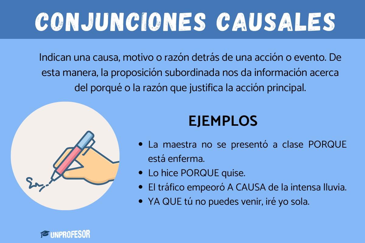 Ejemplos de conjunciones causales