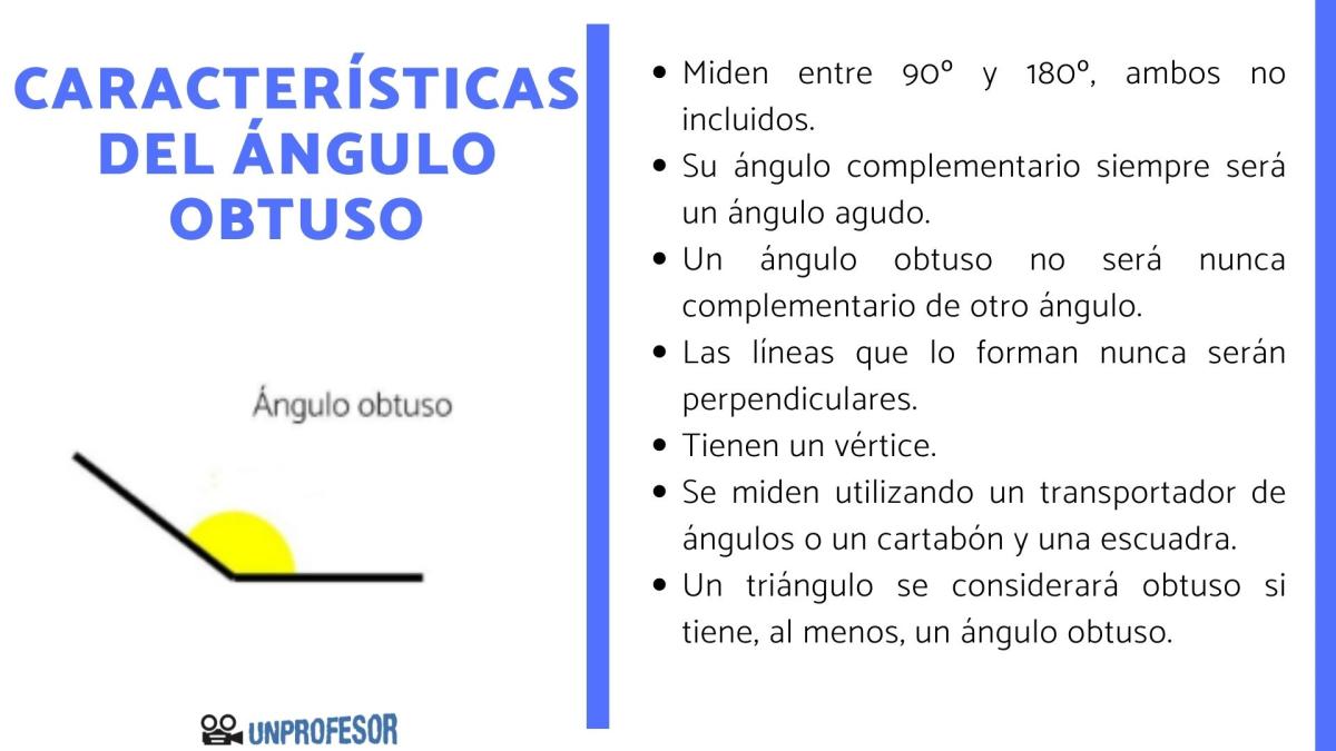 Características del ángulo obtuso
