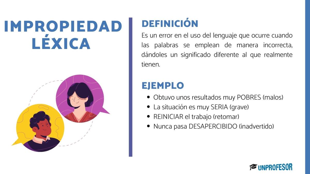Qué es impropiedad léxica y ejemplos