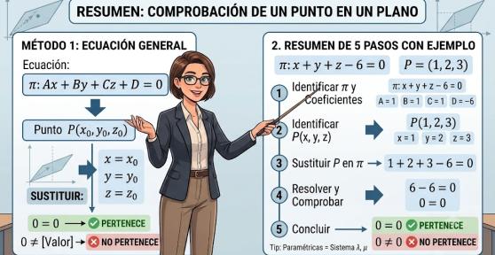 Cómo saber si un punto pertenece a un plano