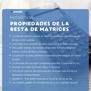 Propiedades de la resta de matrices