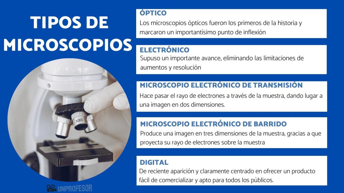 Tipos de microscopio y sus funciones