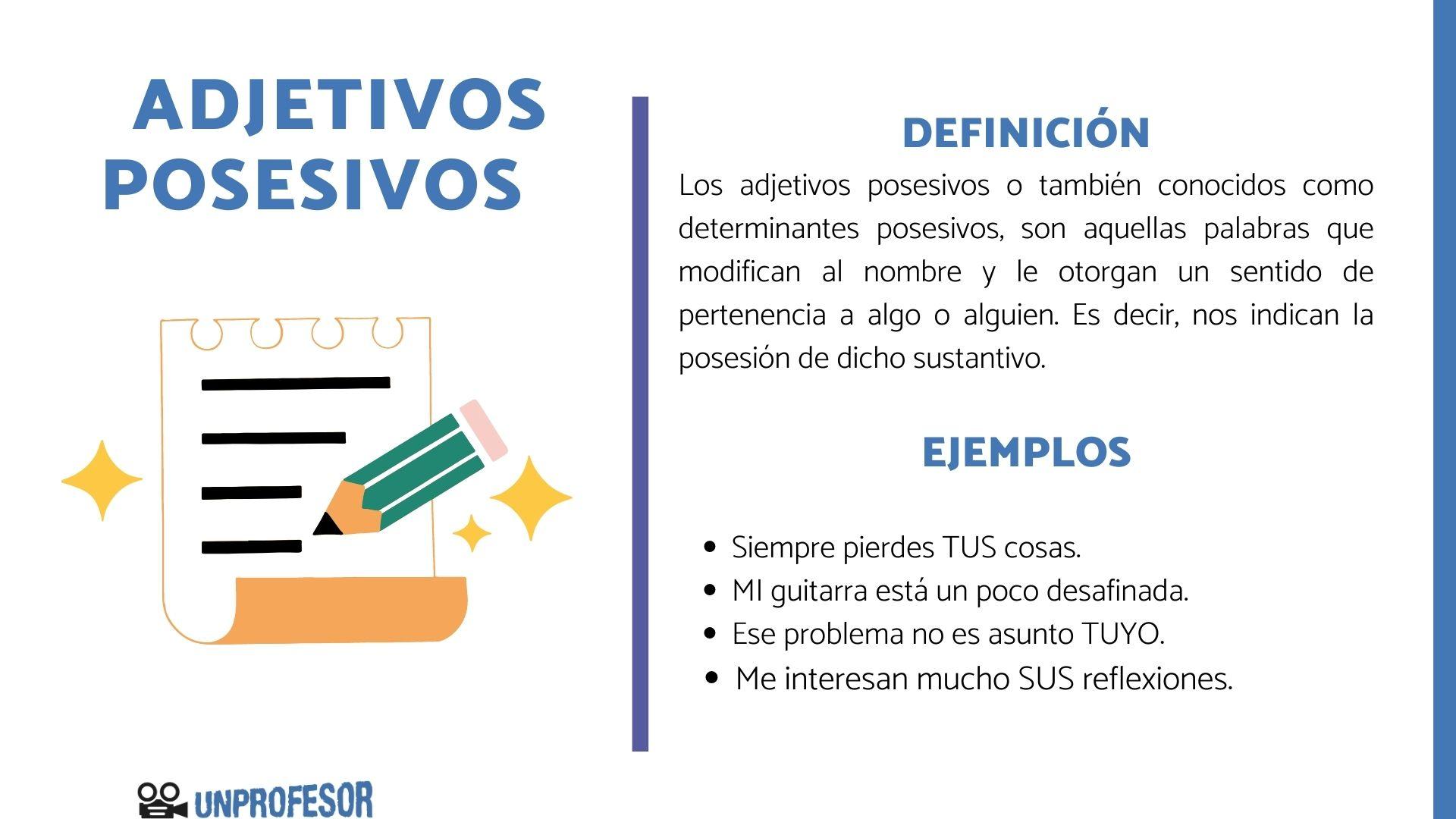 Adjetivos POSESIVOS: Definición Y Ejemplos