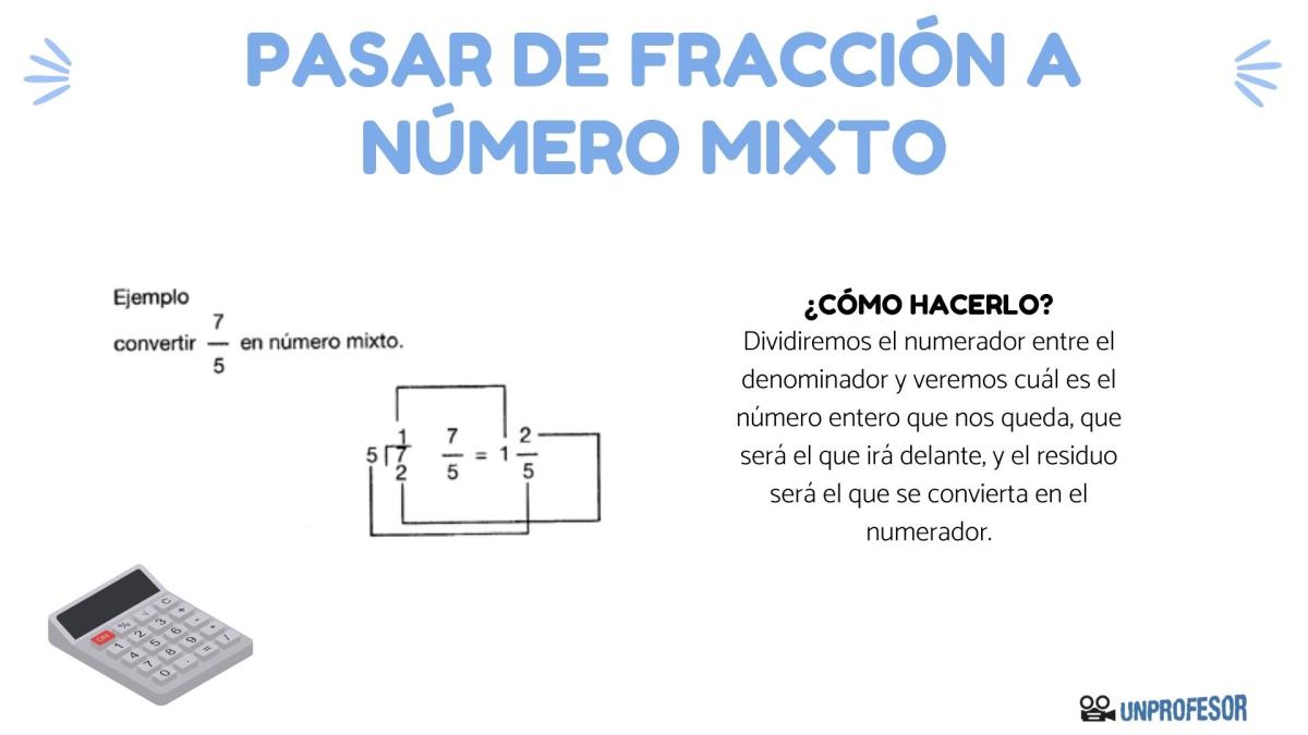 Cómo pasar de fracción a número mixto