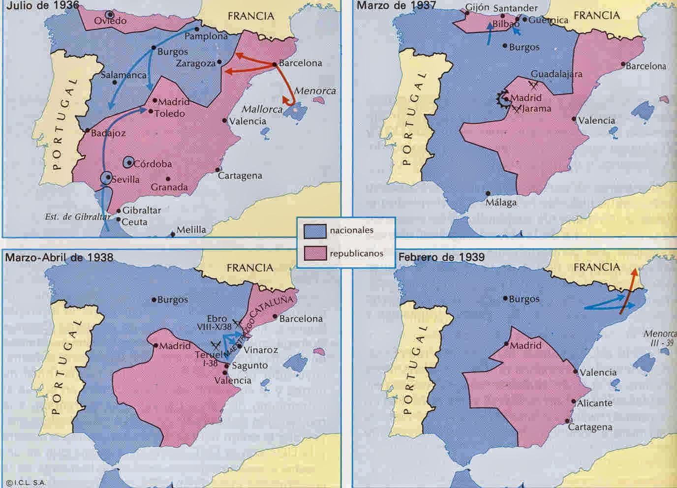 Guerra civil española bandos enfrentados