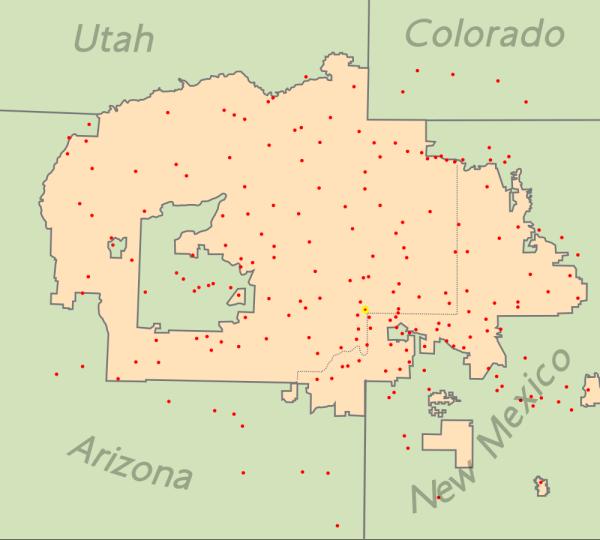 Historia del pueblo navajo - resumen - Navajos: mapa