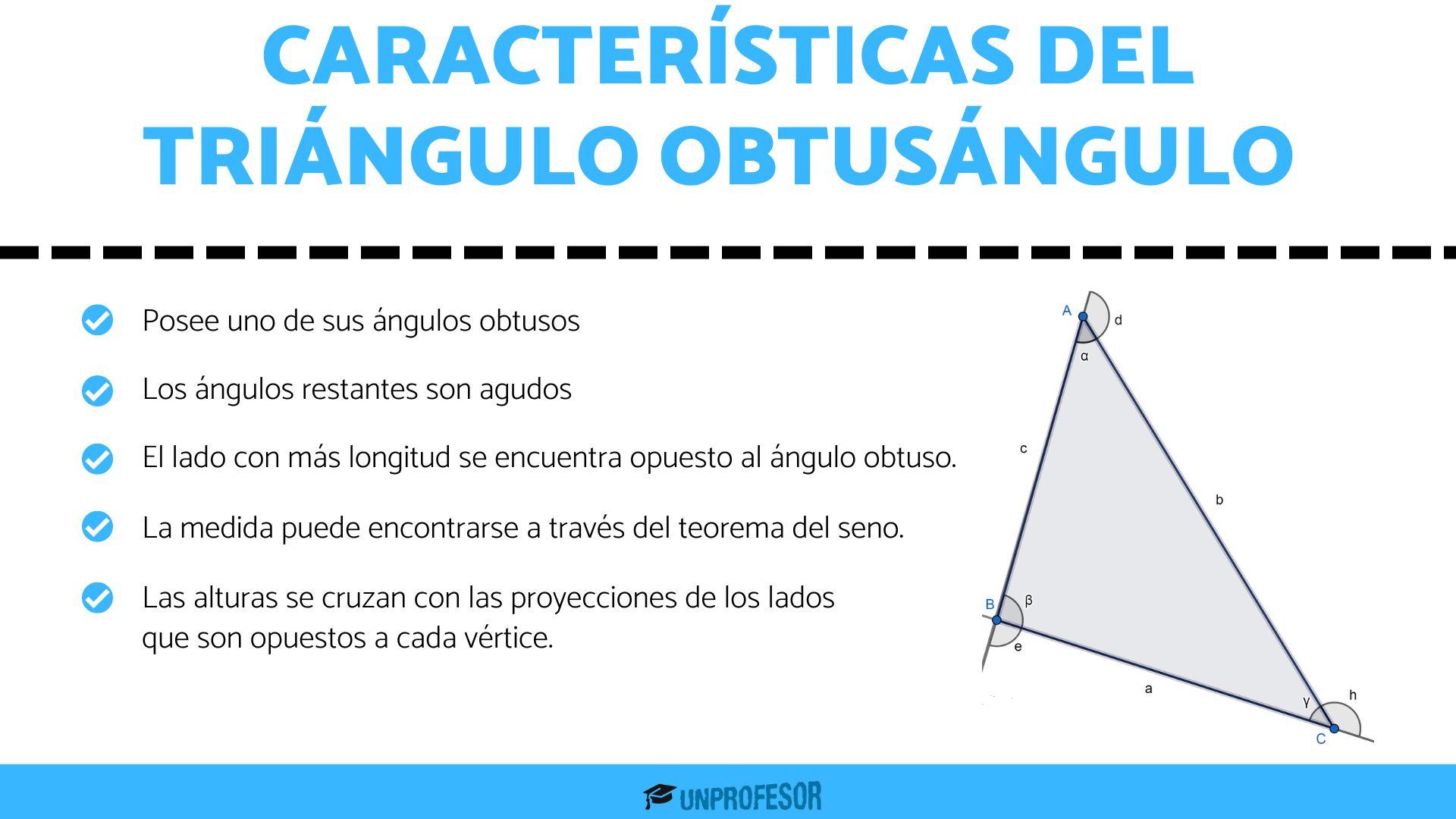 5 características del triángulo OBTUSÁNGULO