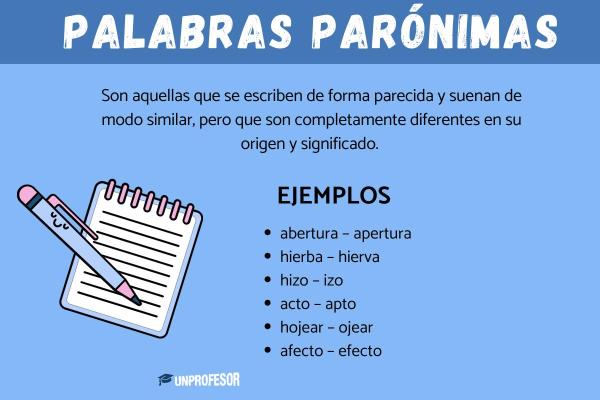 Diferencia entre palabras homónimas y parónimas - ¿Qué son los parónimos y ejemplos?