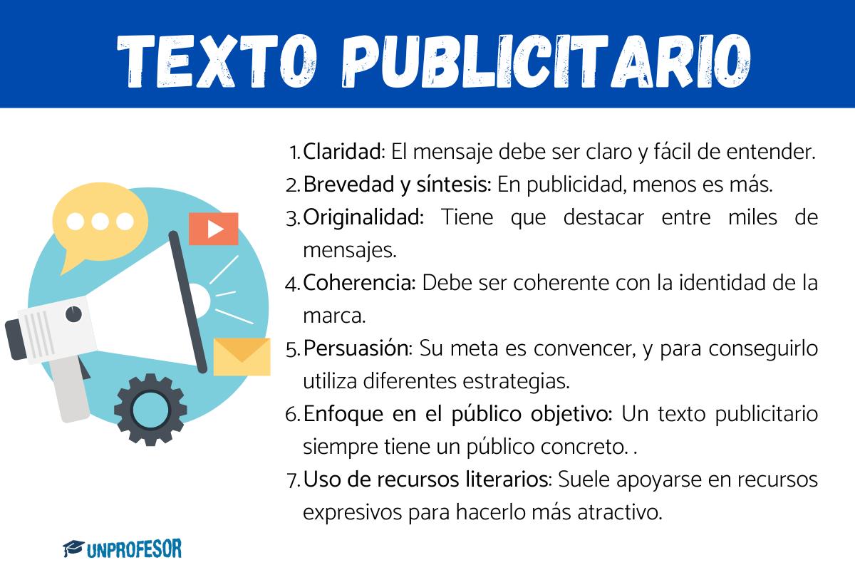 7 características del texto PUBLICITARIO - con ejemplos