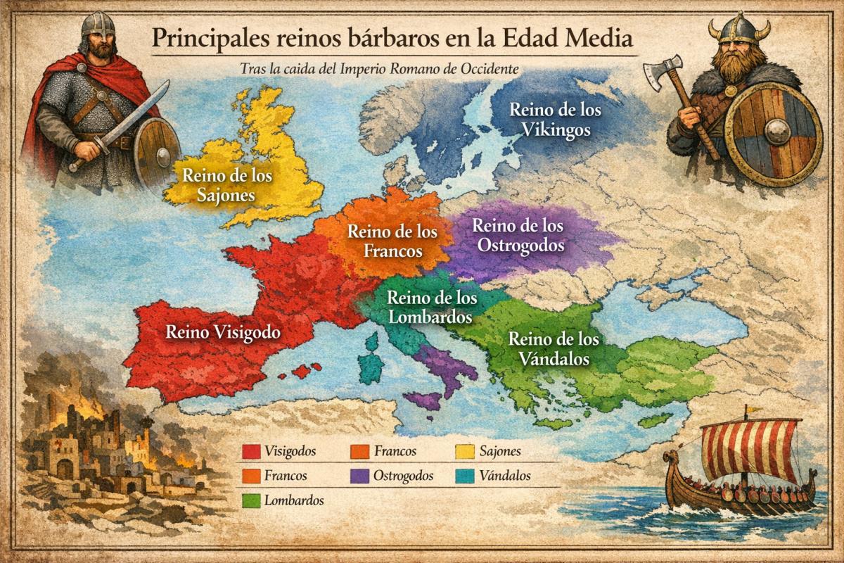 Principales reinos bárbaros en la Edad Media