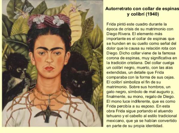 Autorretrato con collar de espinas y colibrí – análisis - Qué representa el collar de espinas 