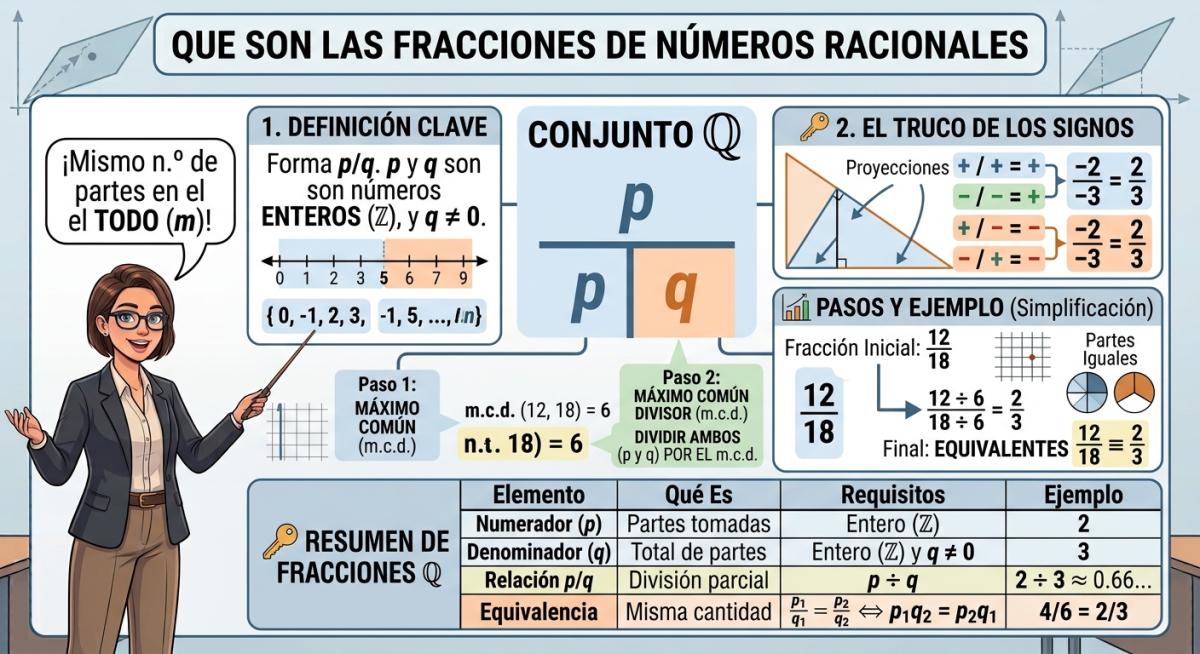 Fracciones de números racionales: ejemplos