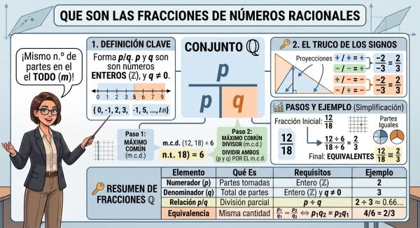 Fracciones de números racionales: ejemplos