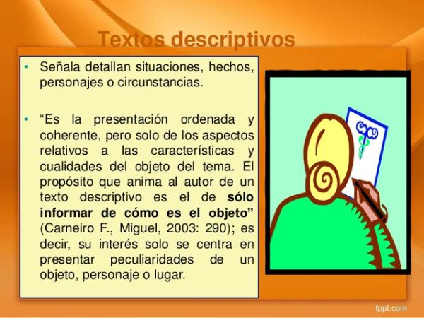 Qué tipos de textos hay y cuáles son - Texto descriptivo