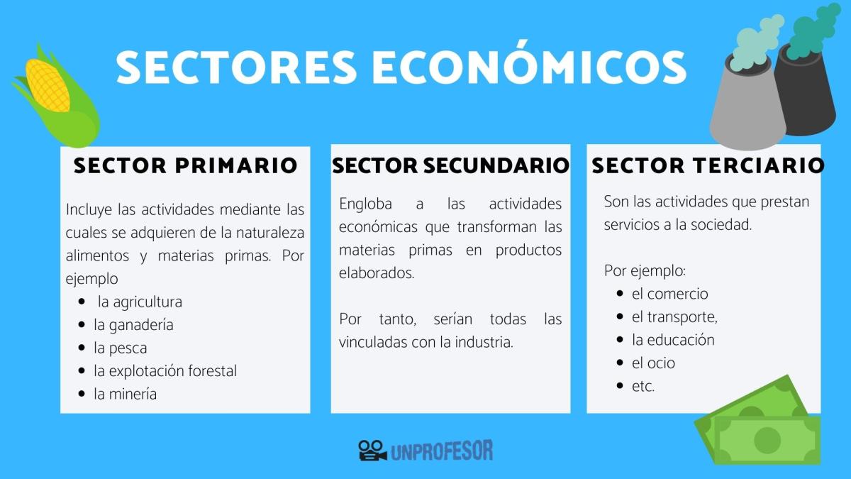 Sector primario, secundario y terciario: ejemplos