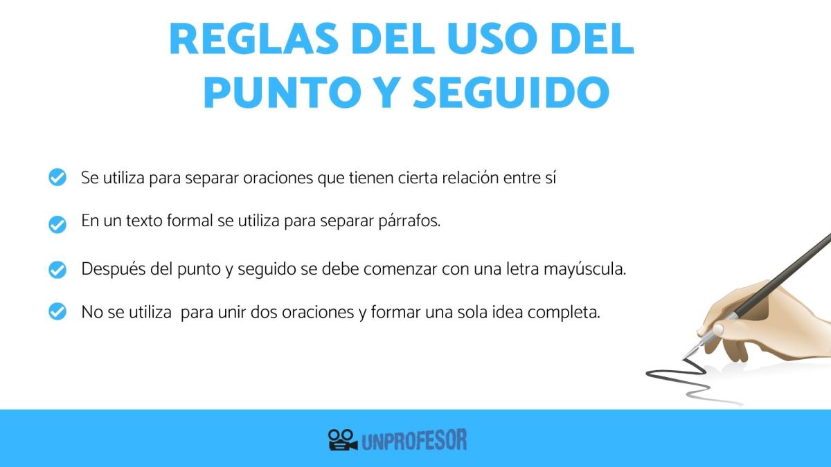 Reglas del uso del punto y seguido