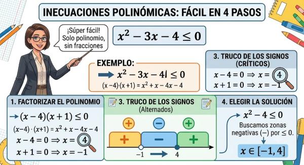 Inecuaciones polinómicas: ejercicios - ¿Cuáles son los pasos para resolver una inecuación polinómica?