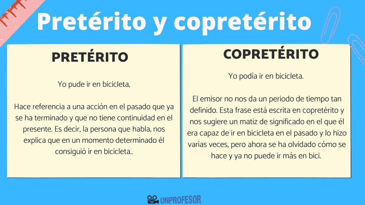 Diferencia entre pretérito y copretérito con ejemplos