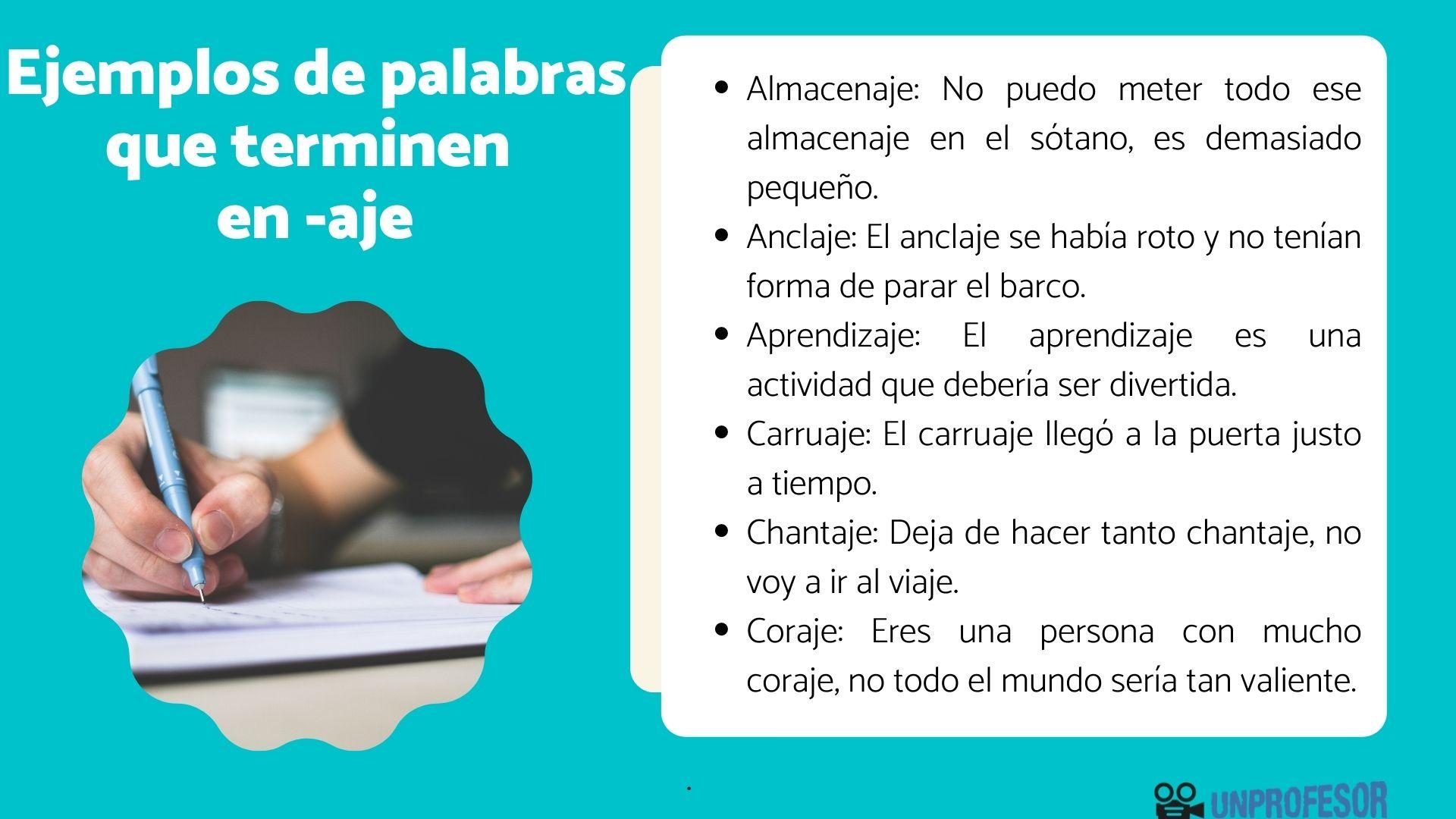 +50 EJEMPLOS de palabras que terminen en AJE +50 EJEMPLOS de palabras que terminen en AJE