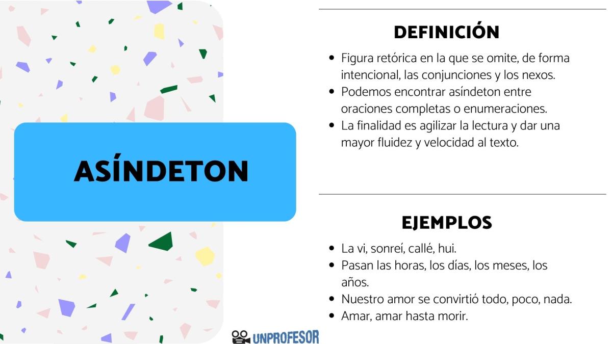 Qué es el asíndeton y ejemplos