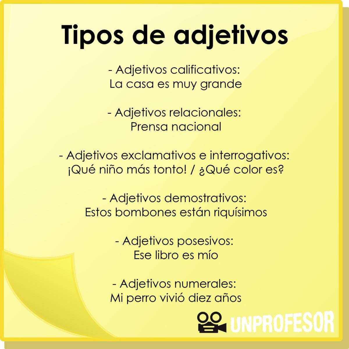 Cuántos tipos de adjetivos hay
