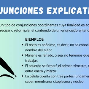 Conjunciones explicativas: ejemplos