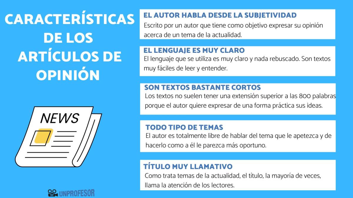 Características de un articulo de opinión