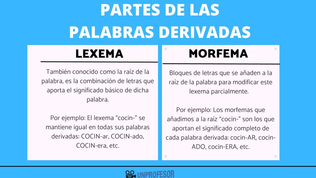 Partes de las palabras derivadas: lexemas y morfemas