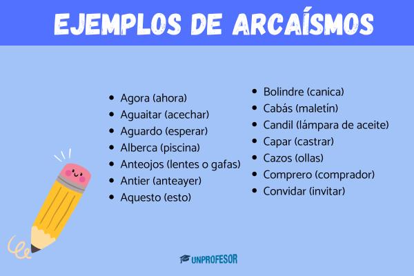 Ejemplos de arcaísmos