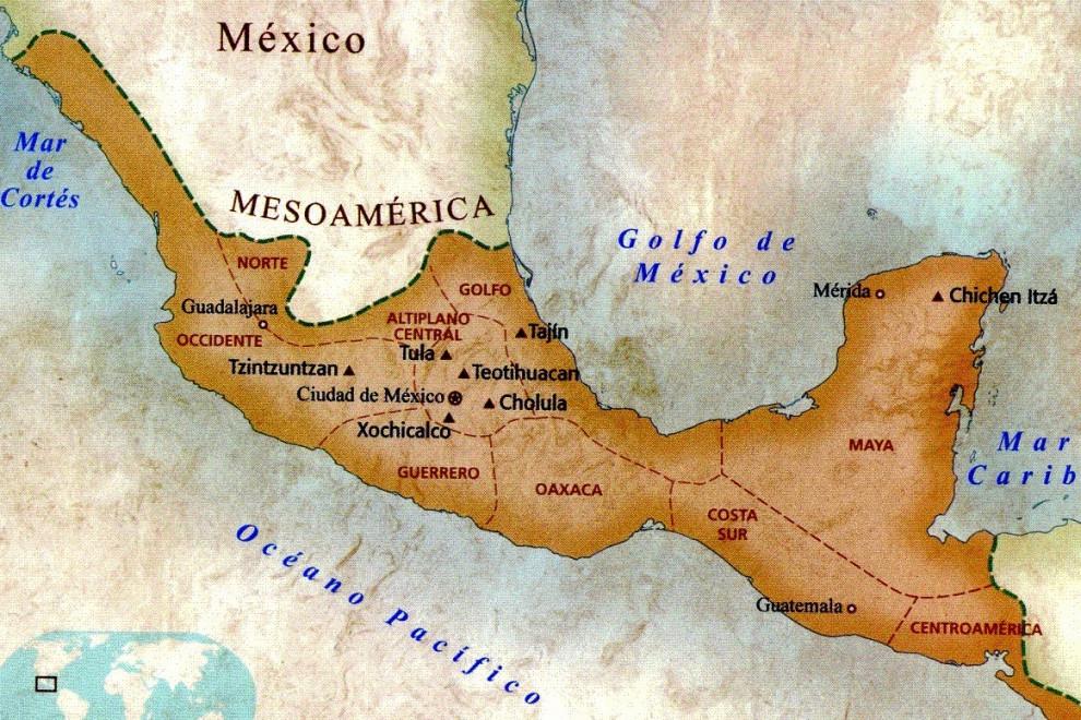 MAPA de Mesoamérica Aridoamérica y Oasisamérica