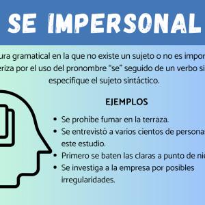 Qué es el SE impersonal: ejemplos