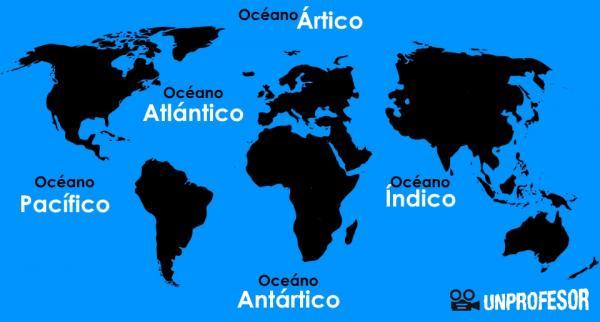 Continentes y océanos del mundo - con mapa - Océanos del mundo y mapa 