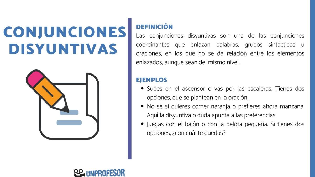 Definición de conjunciones disyuntivas - con ejemplos