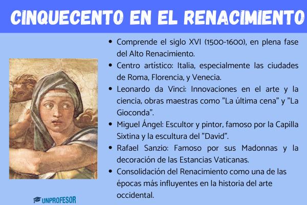 Cinquecento en el Renacimiento: resumen