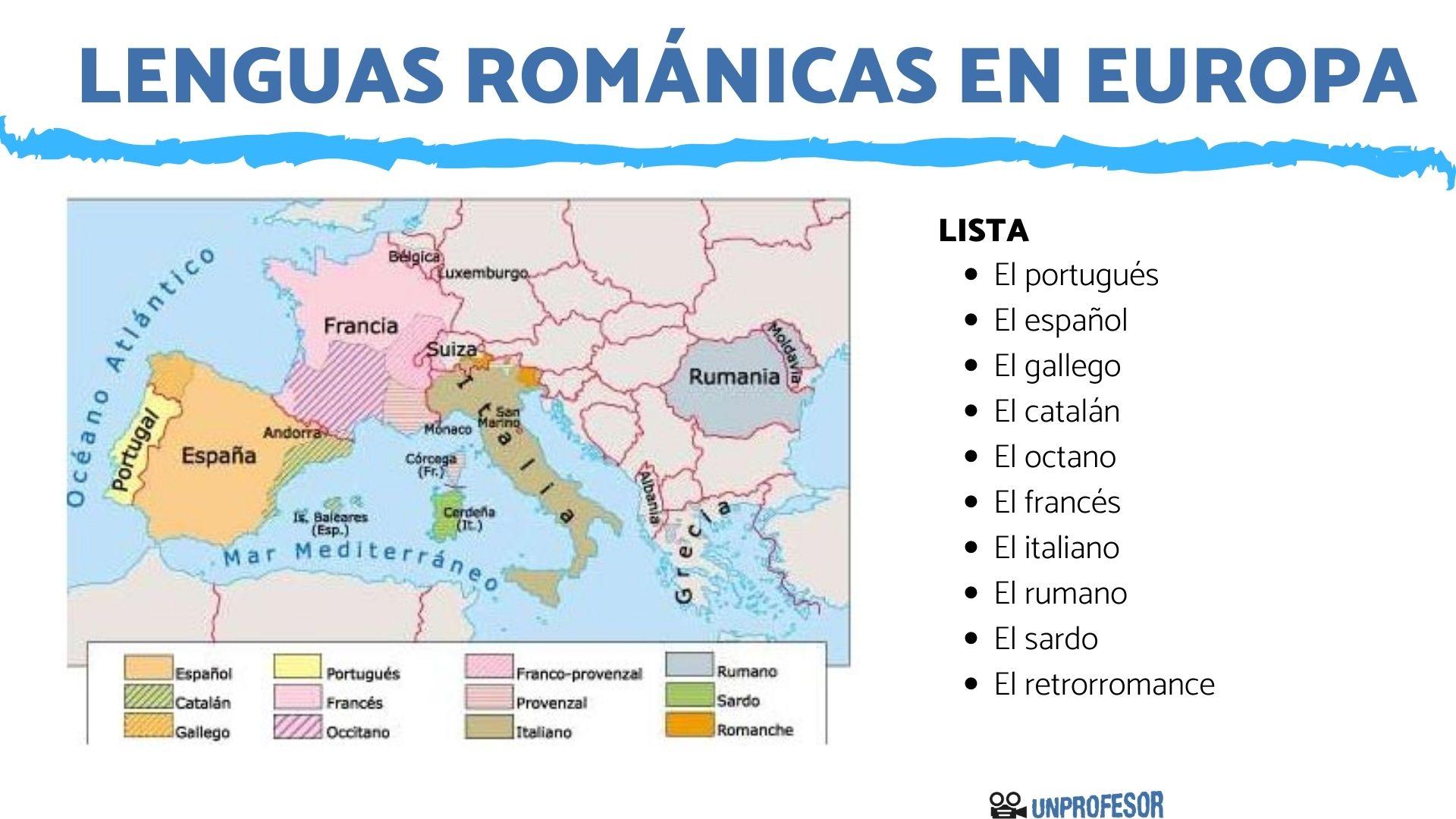 Las lenguas ROMÁNICAS en Europa - con mapa