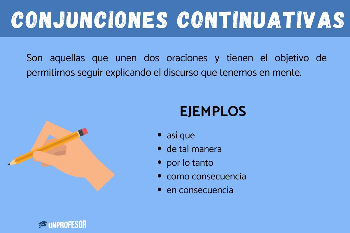 Conjunciones continuativas - con ejemplos