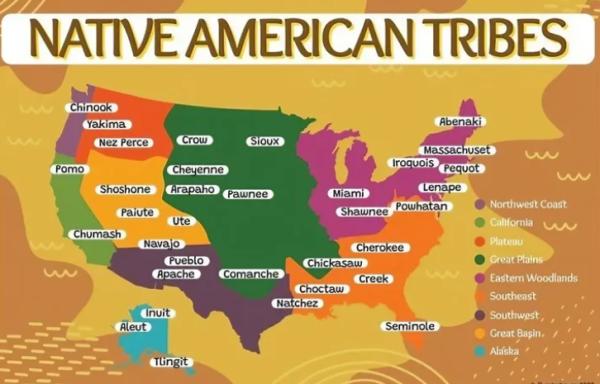 Historia de los indios de América del Norte - Tribus indias americanas: mapa