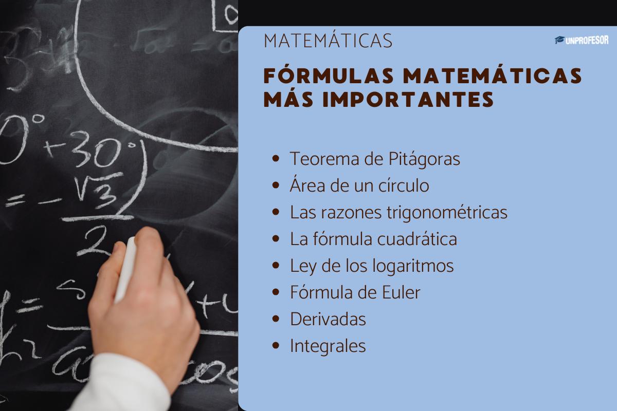 Fórmulas matematicas más importantes