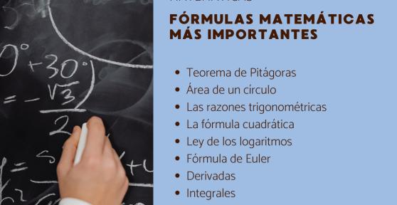 Fórmulas matematicas más importantes