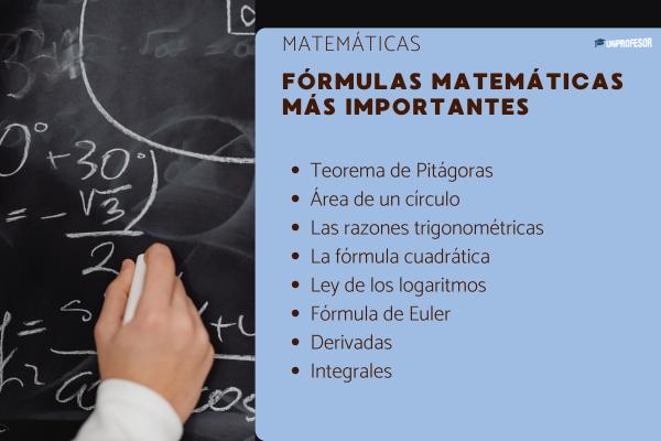 Fórmulas matematicas más importantes